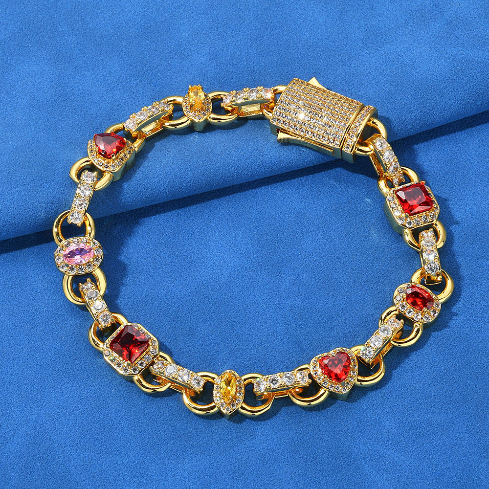 Hip hop 10mm color chain jewelry bracelet light luxury high-end feel bracelet mens accessory