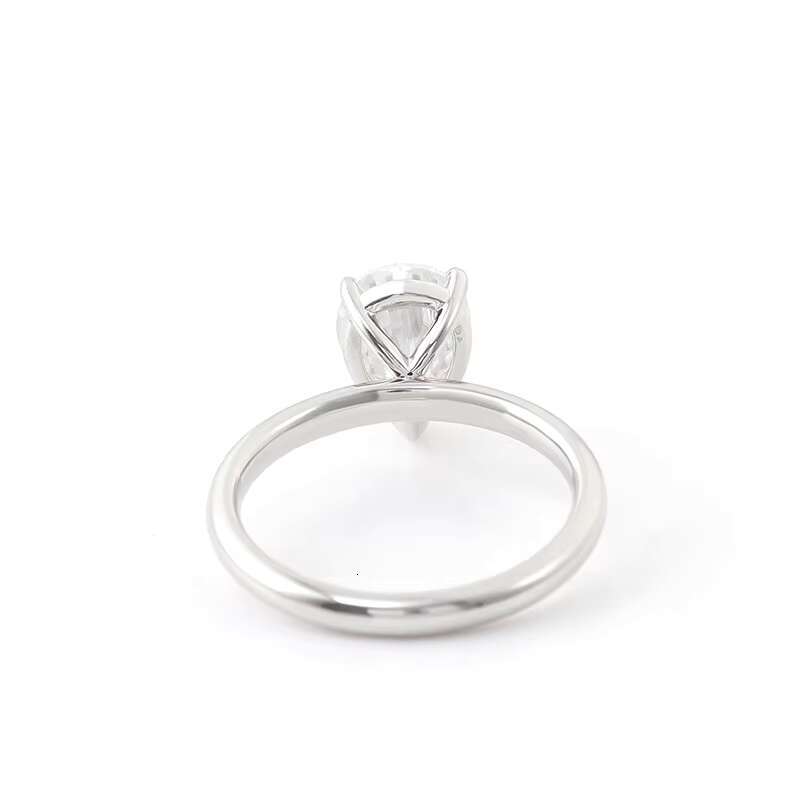 Pear Cut Moissanite Diamond Ring Platinum Material PT950 Ring Simple Style for Anniversary Gift