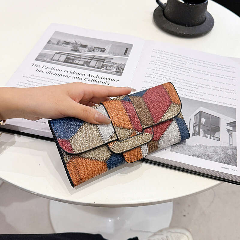 New Trendy Women's Long Wallet Patchwork Classic Fashion Money Clip Multi-Card Slot Card Holder