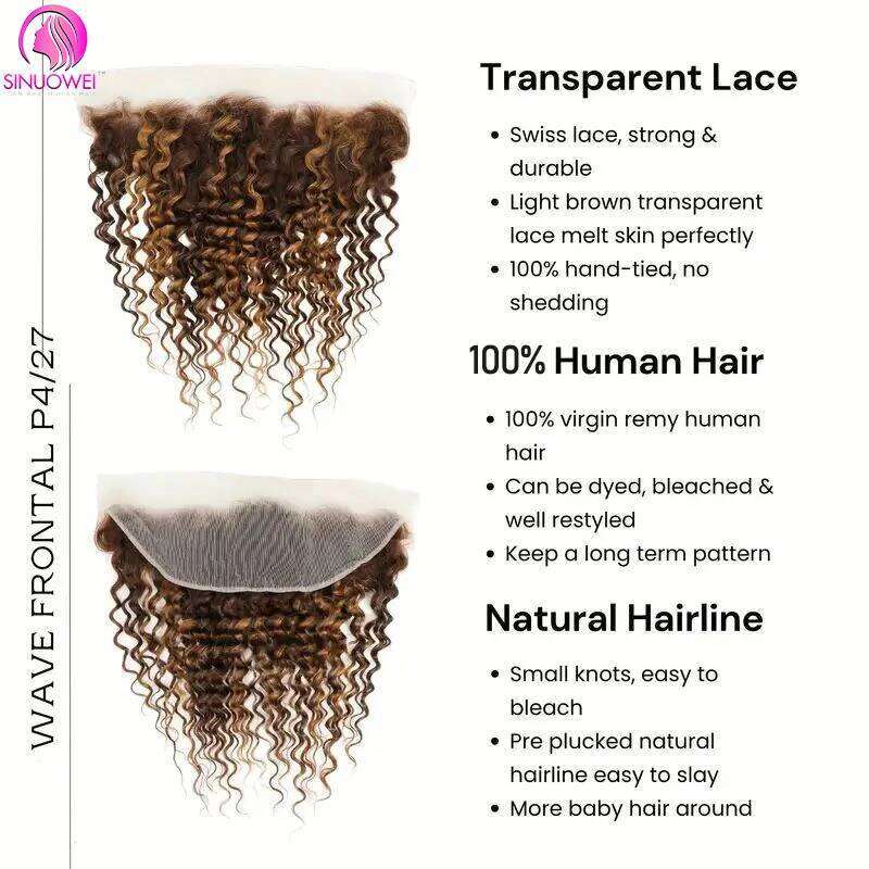 Highlight Water Wave Remy Extension Human Hair Bundles With 13x4 4x4 Lace Closure For Women