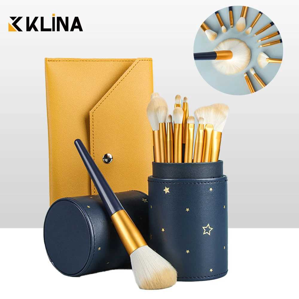 KLINA 12PCS Makeup Brushes Set Kit For Women Professional Natural Brush Foundation Powder Contour Eyeshadow Lip Makeup Tools W250605