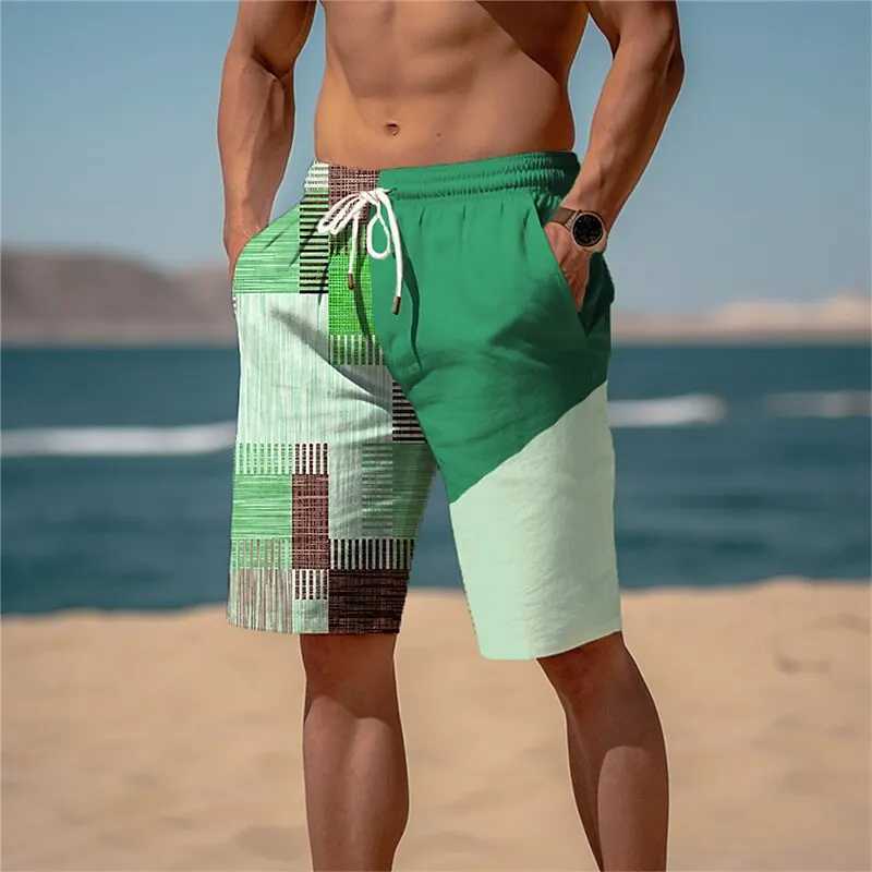 3D Plaid Print Mens Casual Shorts Tropical Summer Simple Style Fashion Shorts Quick-Drying and Comfortable Close-Fitting XJ250605