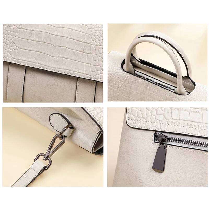 OLOEY Women Cowhide Genuine Leather Bag Female Crossbody Designer Shoulder Bags for Ladies Casual Retro Large Capacity Handbag