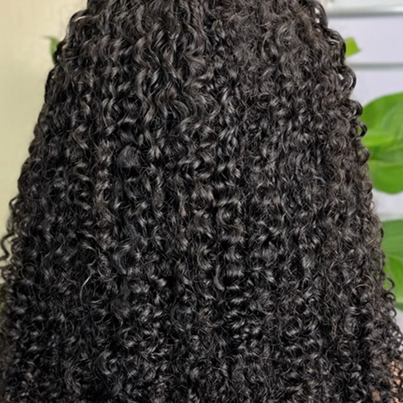 human hair 5x5 pixie cut wavy wig realistic natural black shade with luscious curls