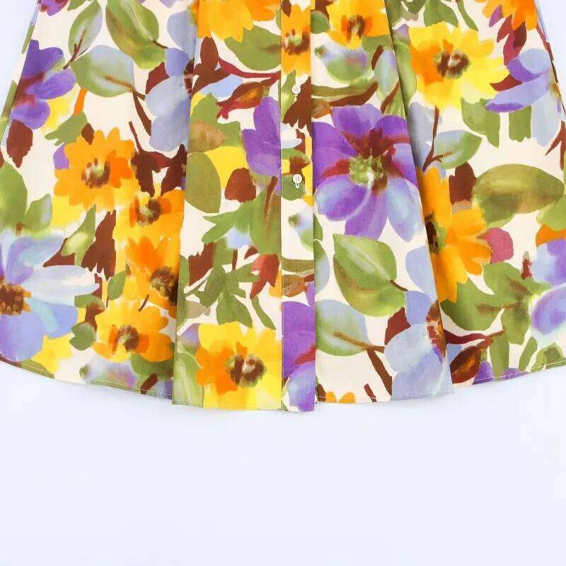 Holiday Short Sleeve Long For Women 2025 Summer New Women's Fashion Simple Printed Poplin Midi Beach Dress