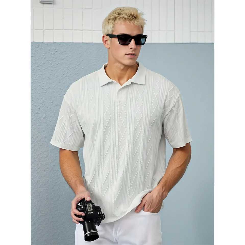 New Spring/Summer Shaped Jacquard Button Decorated Comfortable And Breathable Mens Clothing POLO Shirt Short SLeeve TeeXJ250605