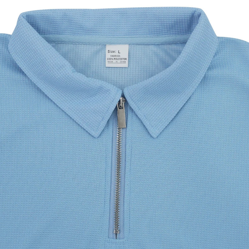 Summer Mens Polo Shirt Set Solid Color Waffle Short Sleeve Slim Fit Polo Neck T-shirt Casual Mens Style 250604