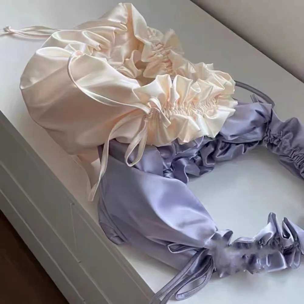 Silk Satin Oxford Handbag New Big Soft Shoulder Side Bag Fold Underarm Bag for Women XJ250605