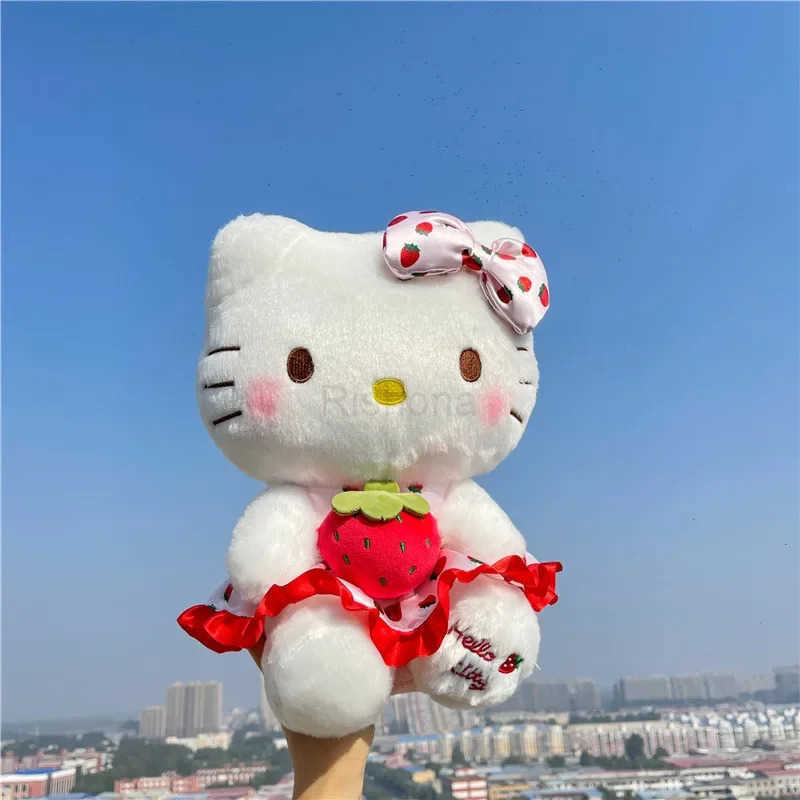 Sanrio 23cm Hello Kitty Doll Fruit Strawberry Cat Doll Girls Plush Toy Home Decor Pillow Cute Cartoon Girls Birthday Gifts X2506051