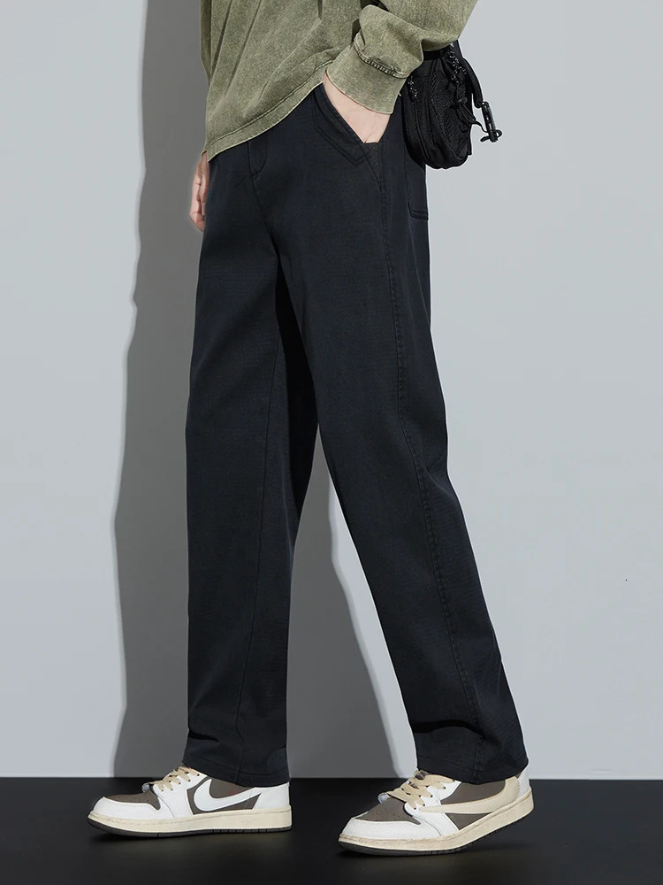 4 Colors Straight Mens Pants Baggy Casual Lyocell Comfortable Stretch Trousers Male Wide Fashion Korean Streetwear 250605Z