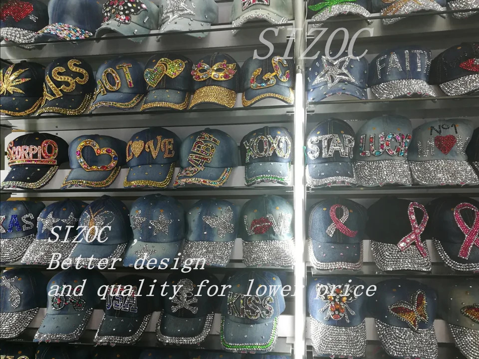 Women Autumn Crown Cotton Denim Baseball Caps Girls Diamond Bling Hat 250603