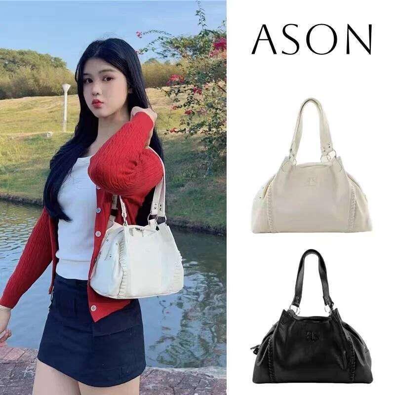 ASON roaming korean ason dumpling skin surface mini motorcycle single shoulder underarm large capacity handbag bag