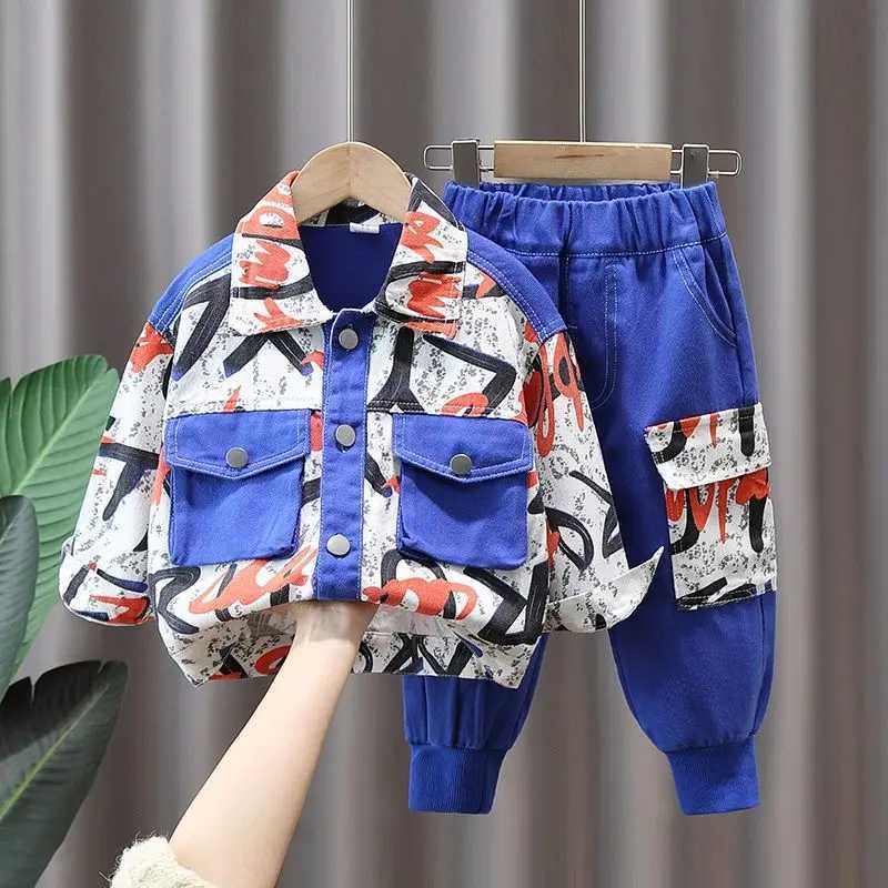 Boys Jacket +Pants Kids Sets Tracksuit 2PCS/Set Printed Spring Autumn Cotton Outfits Jogging Suit Children Clothing R250605