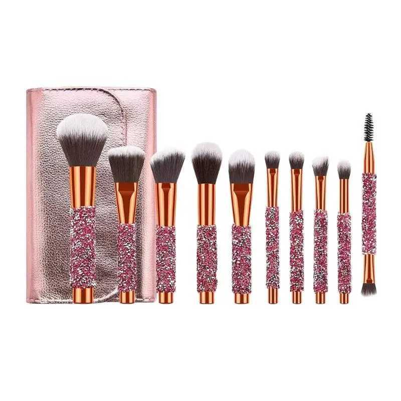 No 10 Diamond Studded Makeup Brushes Set New Beauty Tools Wrap Diamond with Bag Brush Set Private Label W250605
