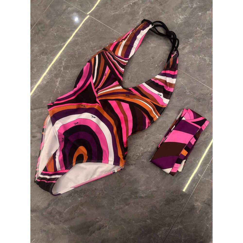 Melphieer Inspired Headband Swimsuit Colorful Swimwear Women Bikini Striped Bathing Suit Beach Outfits