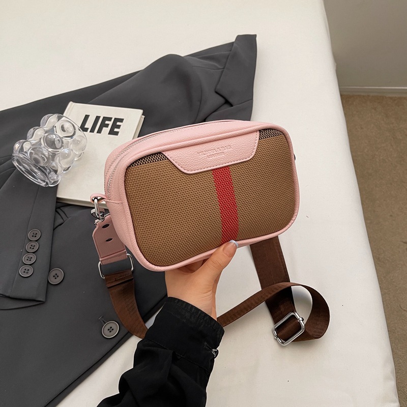 Free Shipping Designer Bag Small For Women 2025New Camera Contrasting Color Small Square Stylish Womens Bag Wide Strap Single Shoulder Crossbody Bag