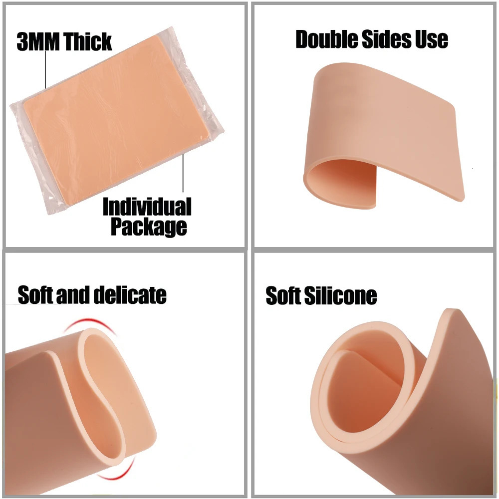 151051PCS 3MM Thick Tattoo Practice Skin Blank Double Sides Silicone Fake Skin Beginner Training Practice Skin Accessories 250604