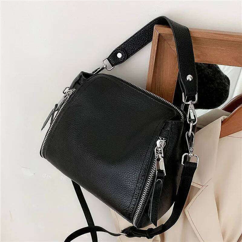 Leather Handbags Cowhide Women Shoulder Fashion Ladies Messenger Bags High Quality Female Tote Bag