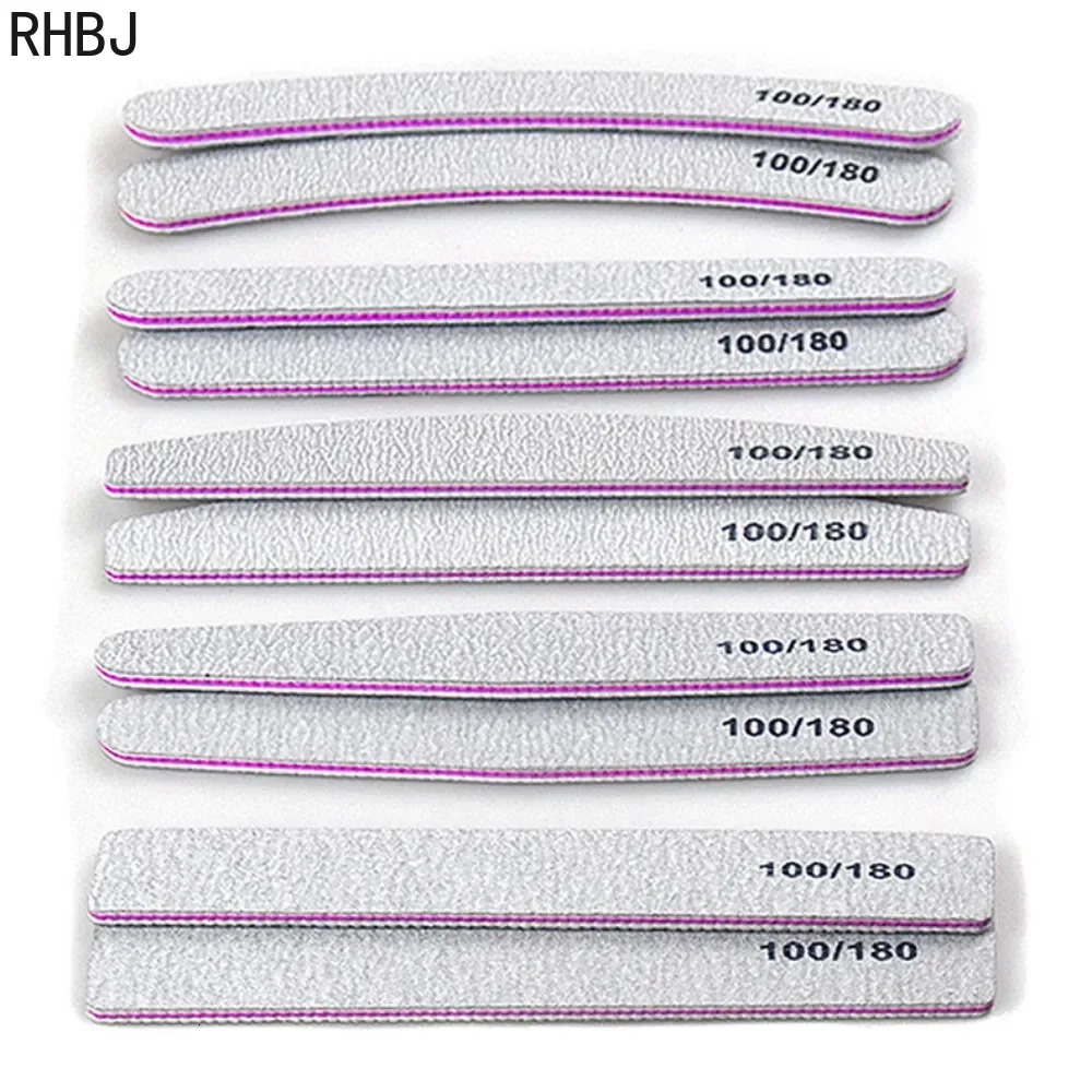25/50Pcs Grey Sandpaper Nail File 100/180 Double Sided Buffer Block Polisher Pedicure Manicure Nail Art Files Nails Accesorios 250605