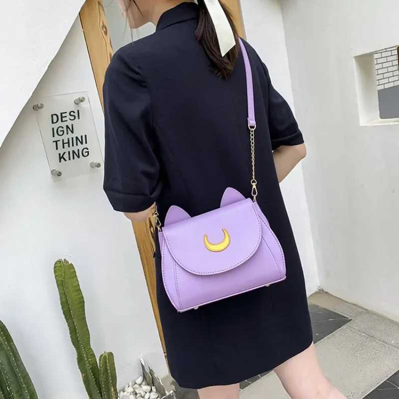 Summer Sailor Mo Ladies Handbag Black Luna Shape Chain Shoulder Bag PU Leather Women Messenger Crossbody Small Bag Purses XJ250605