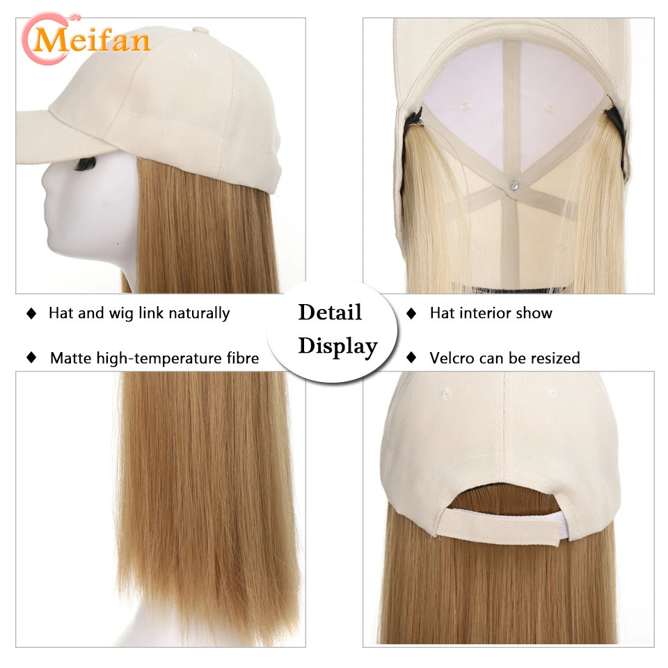 MEIFAN Synthetic Fluffy Wave Curly Natural Hair with Hat Baseball Cap Naturally Connect Adjustable Trucker Hat Wig 250530
