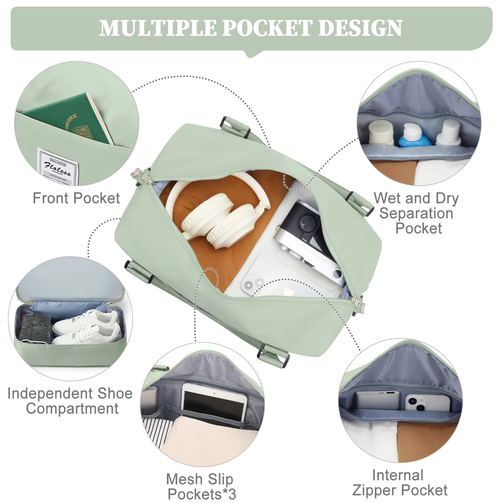 Large capacity womens portable travel bag fitness short business trip luggage can be set pull rod waiting for delivery storage 250605