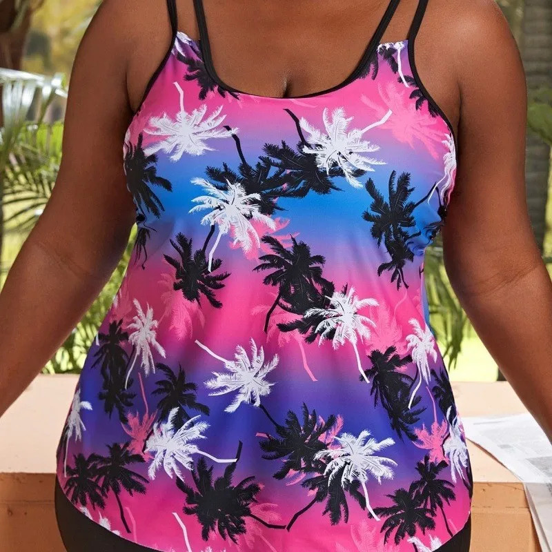 2025 Swimsuit Women Large Plus Size Tankini Set Two Pieces Printed Swimwear Female Bathers Bathing Swimming Swim Suit Beach 5XL 250603