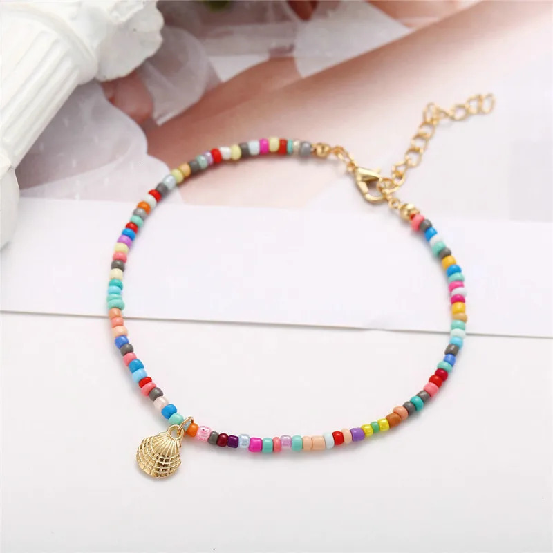 Modyle Bohemian Colorful Beads Shell Anklets for Women Summer Ocean Beach Ankle Bracelet Foot Leg Jewelry 250528