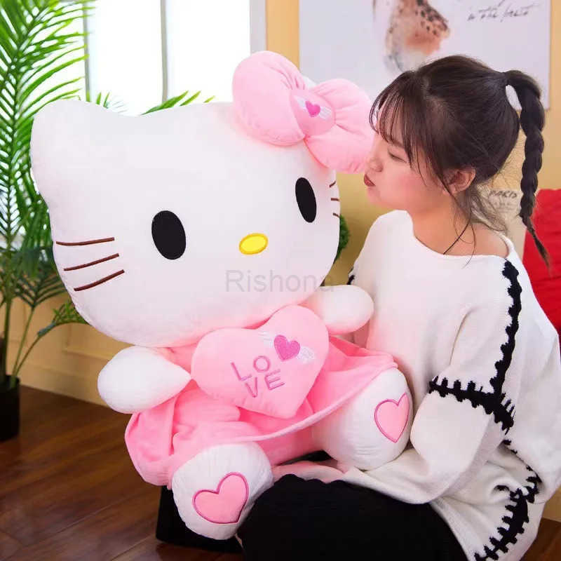 Sanrio 55cm Hello Kitty Cat Plush Toys Cartoon KT Cat Plushie Doll Big Size Stuffed Anime Pillow Birthday Gifts For Kids Girls X2506051