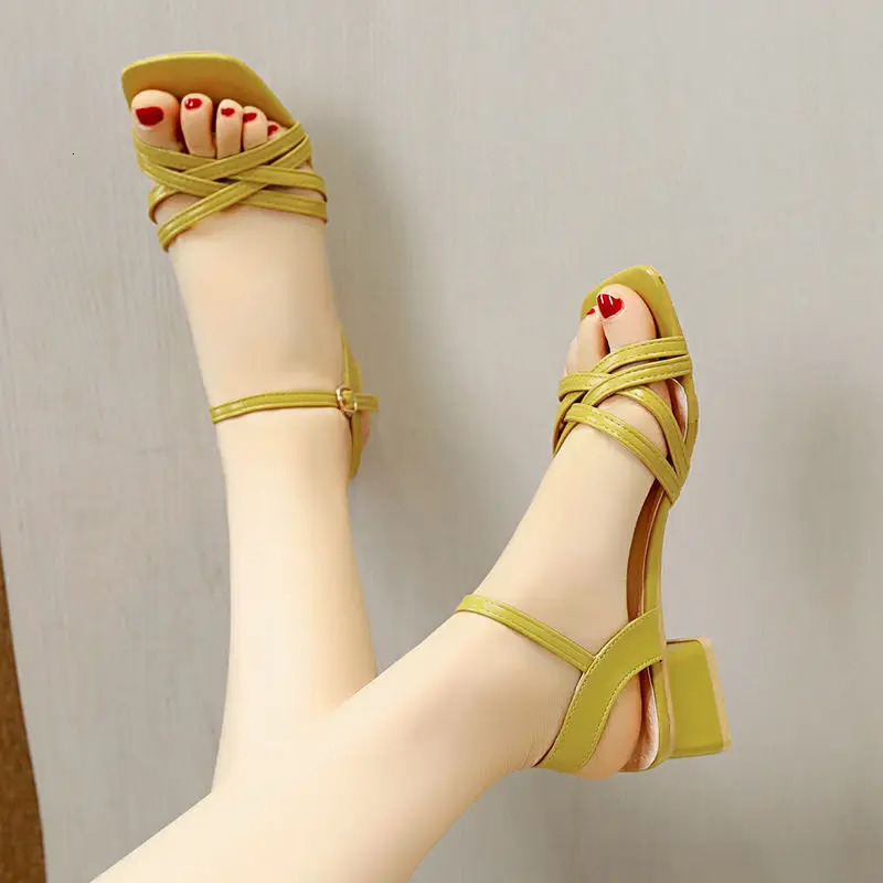 Block Heels Women Sandal Novelties Wedge Orthopedic Womens Sandals For Medium Heel Green Elegant Chunky Roman Stylish 250605