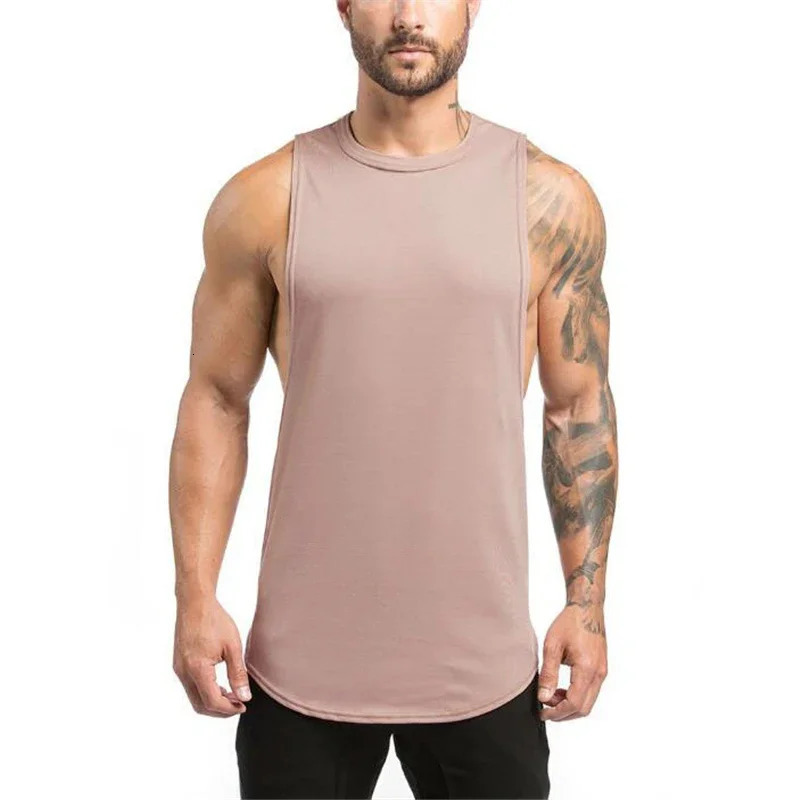 Plain Vests Mens Bodybuilding Muscle Tank Tops Gym Fitness Sport Sleeveless Loose T-Shirt Cotton Breathable Cool Summer Clothing 250605