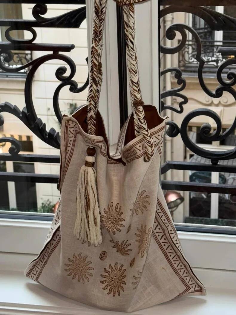 2025 New Women Vintage Shoulder Bags Y2k Aesthetic Braid Rope Design Slant Cross Tote Bag Soft Silk Chinese Style
