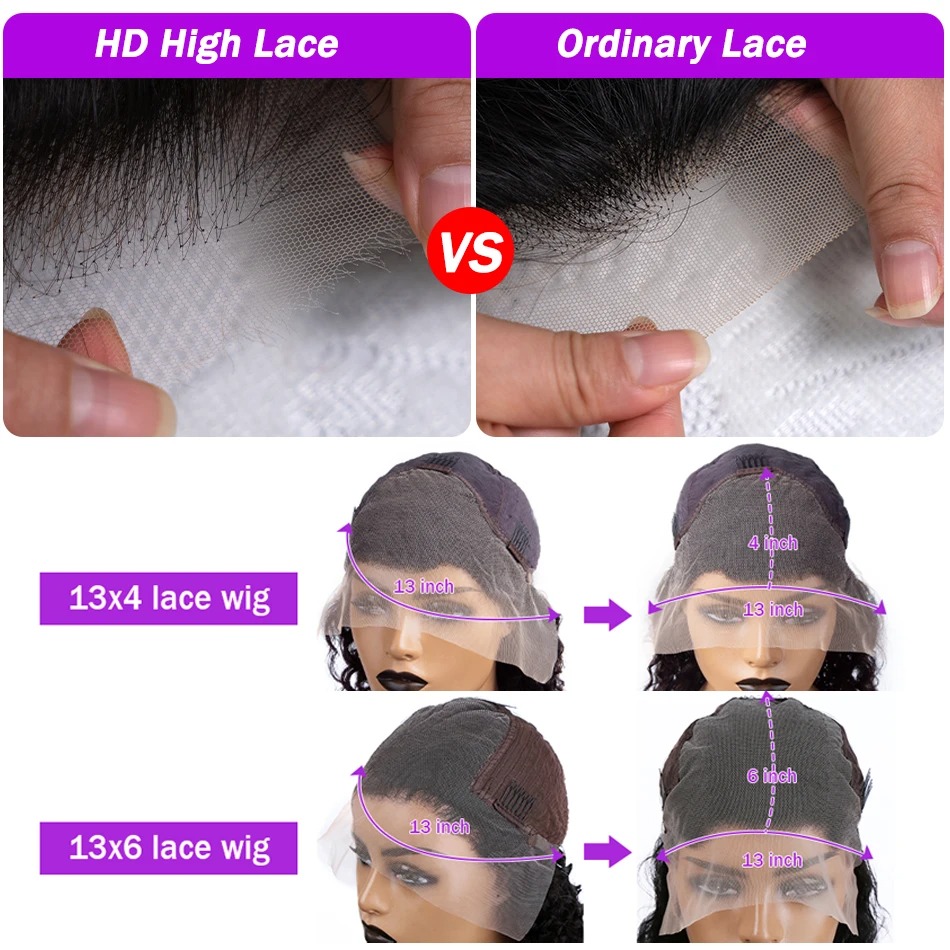 250 Density 30 40 Inches Curly 13x4 13x6 Hd Lace Front Human Hair Wigs Pre Plucked Deep Wave Lace Frontal Wig For Women Synthetic