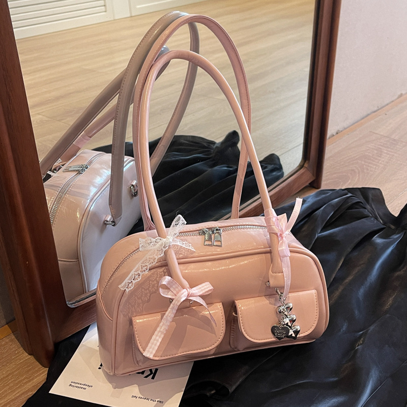 Bowling bag, Korean blog, multifunctional Boston handbag, underarm shoulder bag, designer women's shoulder bag, crossbody bag