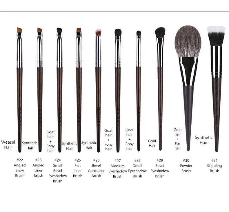 1pc High end Animal Hair Detail Eyeshadow Makeup brushes Highlight Make up brushes Eye Shadow Conceal Ebony Handle pencil beautyW250605