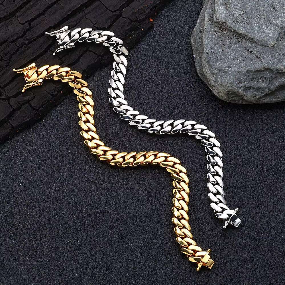 8/10/12/15/19/22/30mm Heavy Solid Miami 925 Silver Cuban Chain 18K Gold Plated Hip Hop Fine Jewelry Necklace for Men