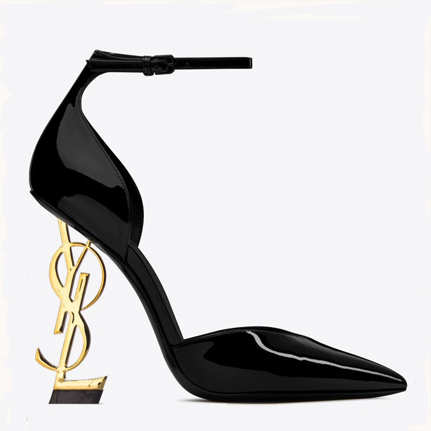 designer sandals, high heels, sandals, women's classic lettered and glossy patent leather one-shoulder pointed hollow sandals, Free shipping