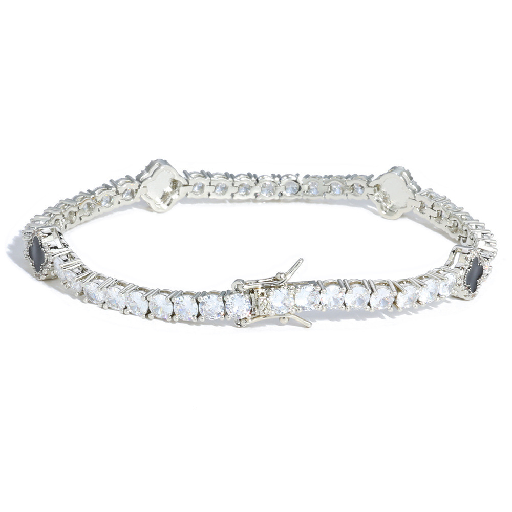Hip hop ins style four leaf clover Moissanite tennis chain personalized accessories high-end womens bracelet accessories
