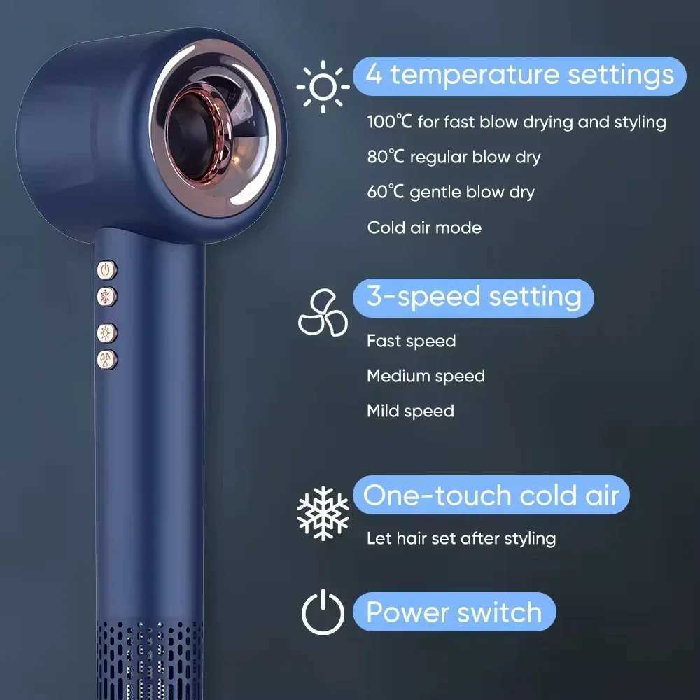 Professional High Speed Hair Dryer Styling Tools 1600w Constant Temperature Hair Care Negative Ion Quick Dry Leafless Hair Dryer XJ250605