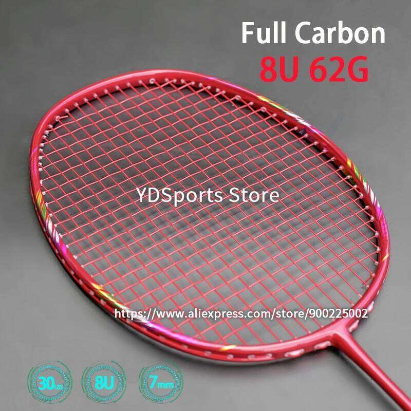 High Quality 8U 62-65G Super Light Badminton Rackets Professional Full T700 Carbon Fiber Training Racquet Sports G5 13kg Adult