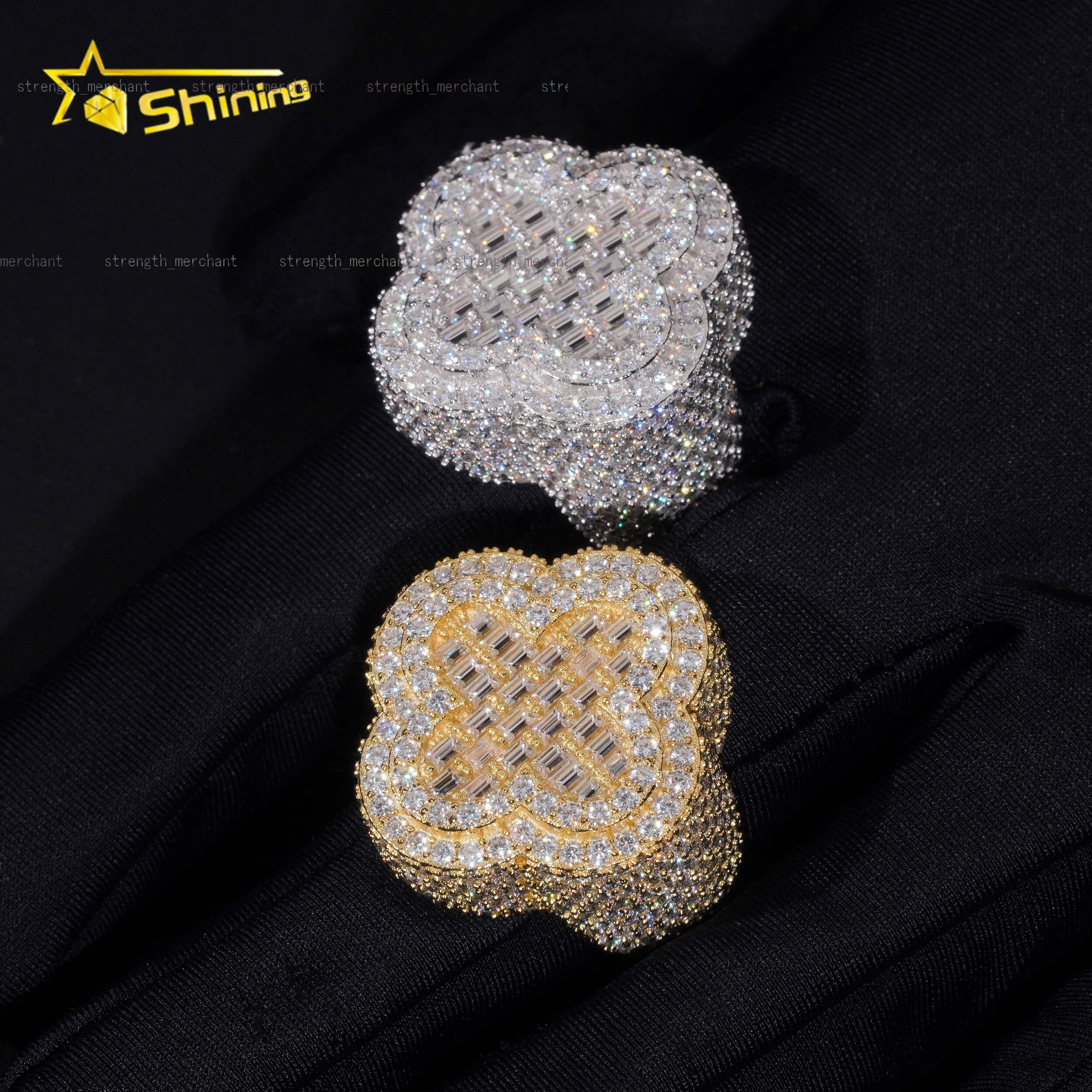 New GRA Certificate 925 Sterling Silver Gold Plated Fine Jewelry Iced Out VVS Diamond Cross Moissanite Hip Hop Ring Men Ring