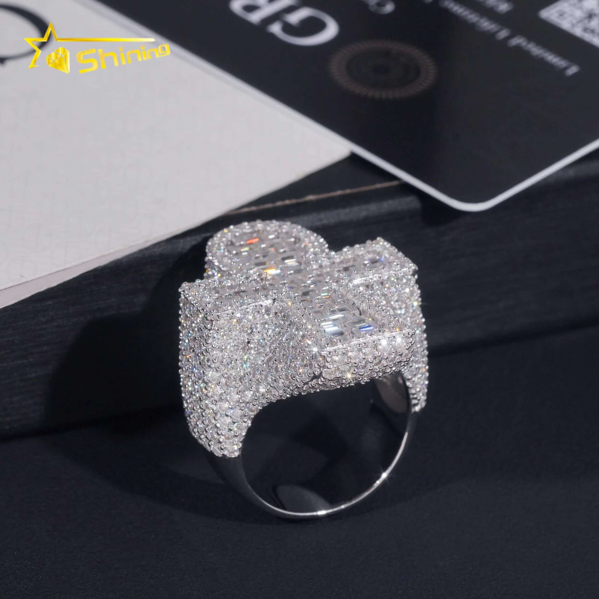 Promotion GRA Certificate 925 Sterling Silver Gold Plated Hip Hop Jewelry VVS Diamond Moissanite Hip Hop Cross Men Ring