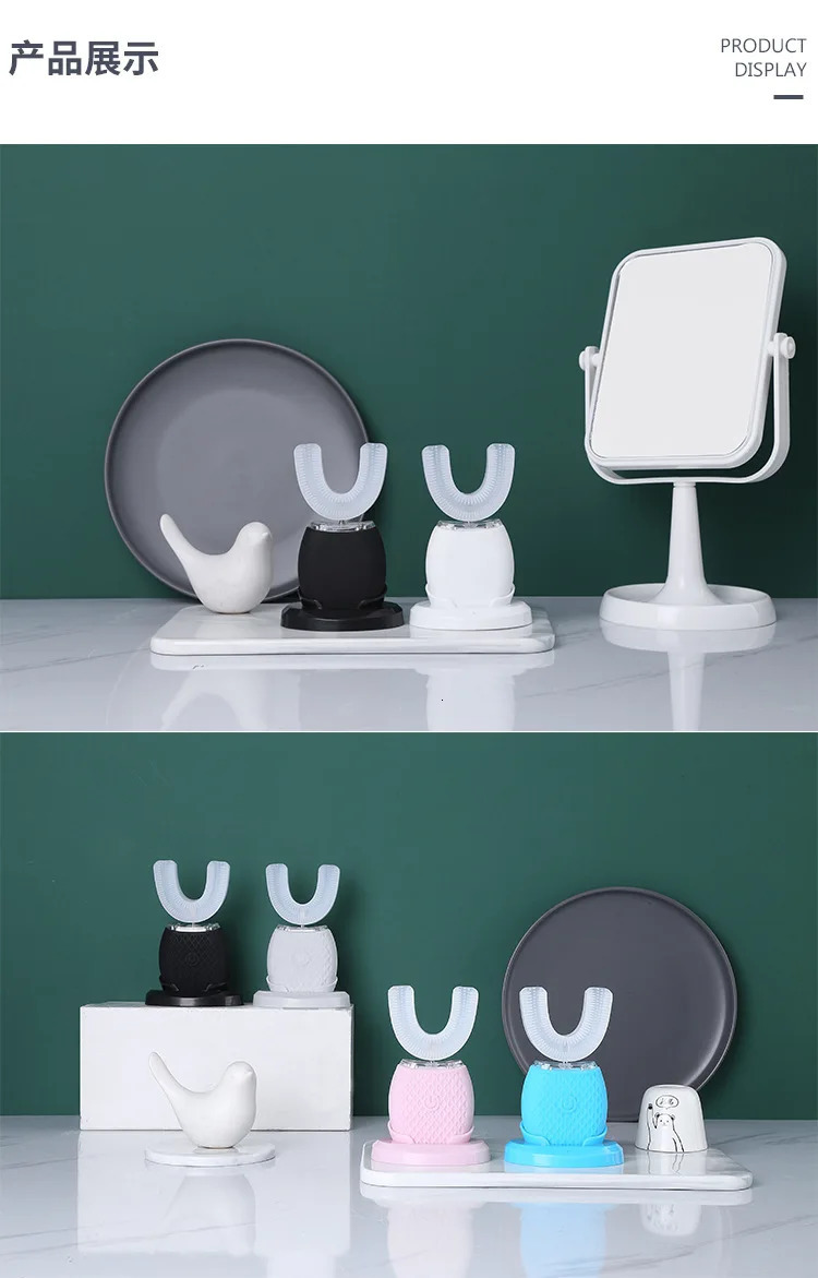 Silicone Sonic Electric Toothbrush U Shape 360 Degree Mouth Cleansing Automatic Toothbrush Cold Blue Light Teeth Brush 250604