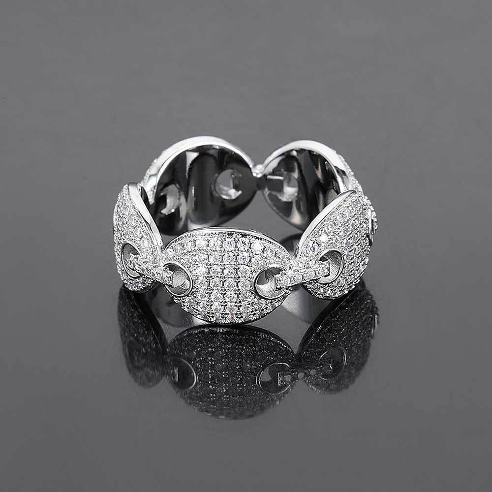 Hip Hop Ring Pig Nose Mens Ring Coffee Bean Cuban Ring Simple Cuban Ring moissanite