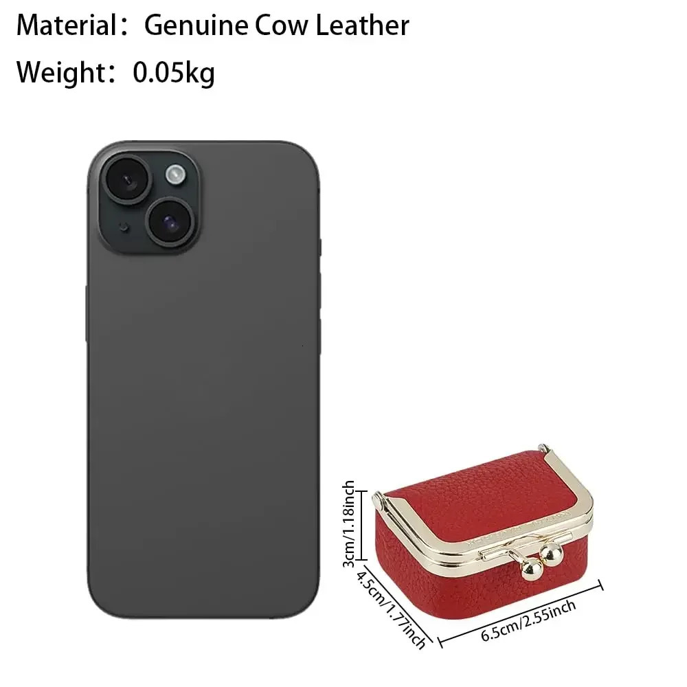 URBAN MASTER Genuine Leather Mini Jewelry Coin Purse Solid Color Kiss Lock Change Pouch Casual Small Storage Bag for Women 1894 250605