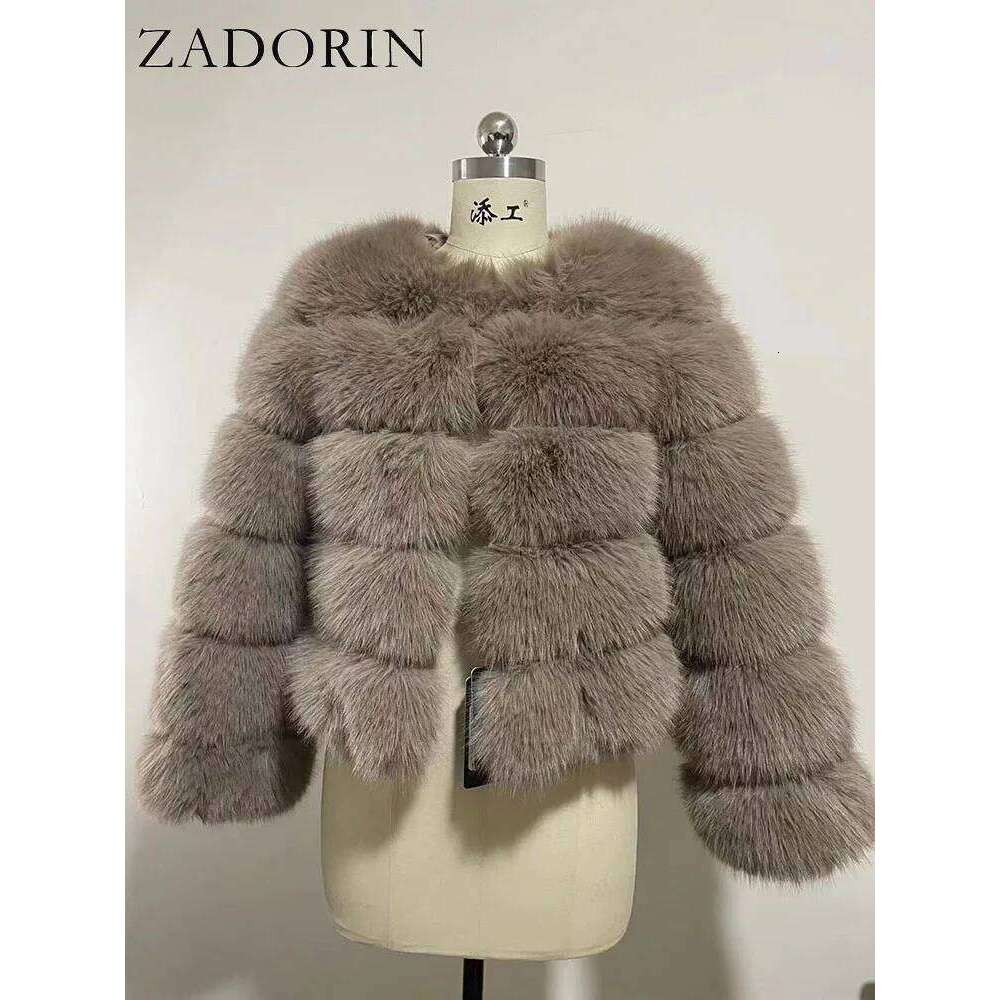 ZADORIN Long Sleeve Faux Fox Coat Winter Fashion Thick Warm Coats Outerwear Fake Fur Jacket Women Clothing