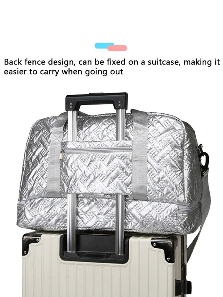 Casual Nylon Travel Tote Bag Large Capacity Duffle with Shoe Compartment Sports Gym Bag Weekender Overnight Storage Tote Bag 250530