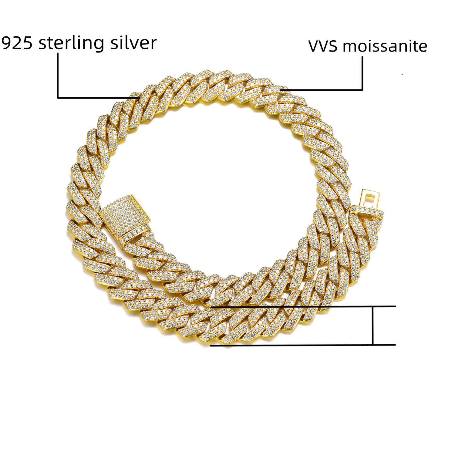 8mm 10mm 12mm 14mm 18mm 20mm Wholesale 925 Sterling Silver VVS Moissanite Cuban Link Chain