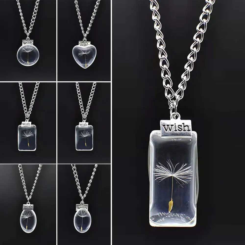 Natural Dandelion Pendant Necklace New Design Ball Transparent Glass Pendant in Bottle Necklace Handmade Fashion Jewelry XJ250604