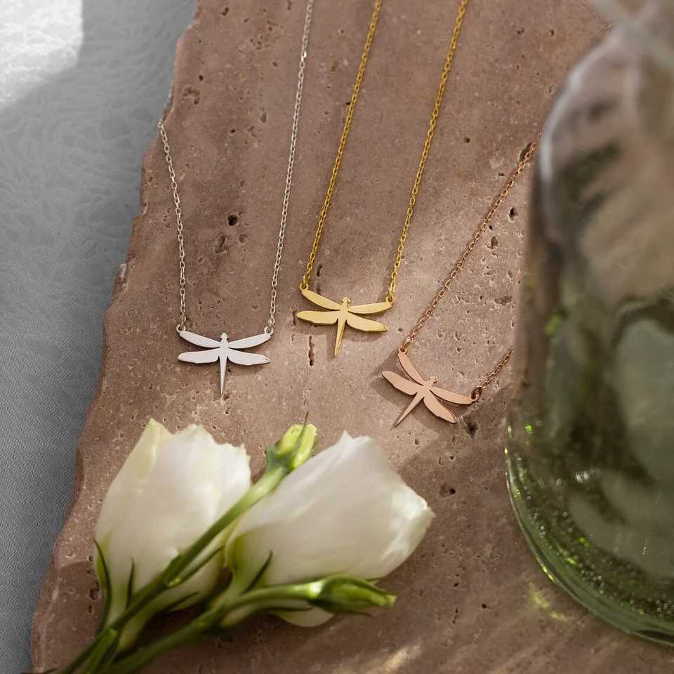 Stainless Steel Necklaces Dragonfly Pendants Chain Choker Jewelry Fashion Necklace For Women Jewelry Wedding Party Friends XJ250604